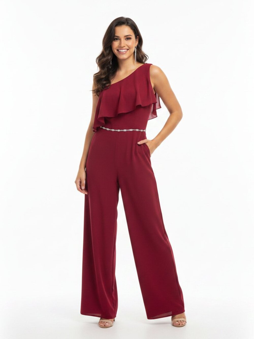 Morilee burgundy jumpsuit, size 10